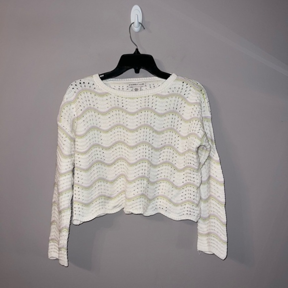 White green and purple knitted wavy sweater Sincerely Jules XS